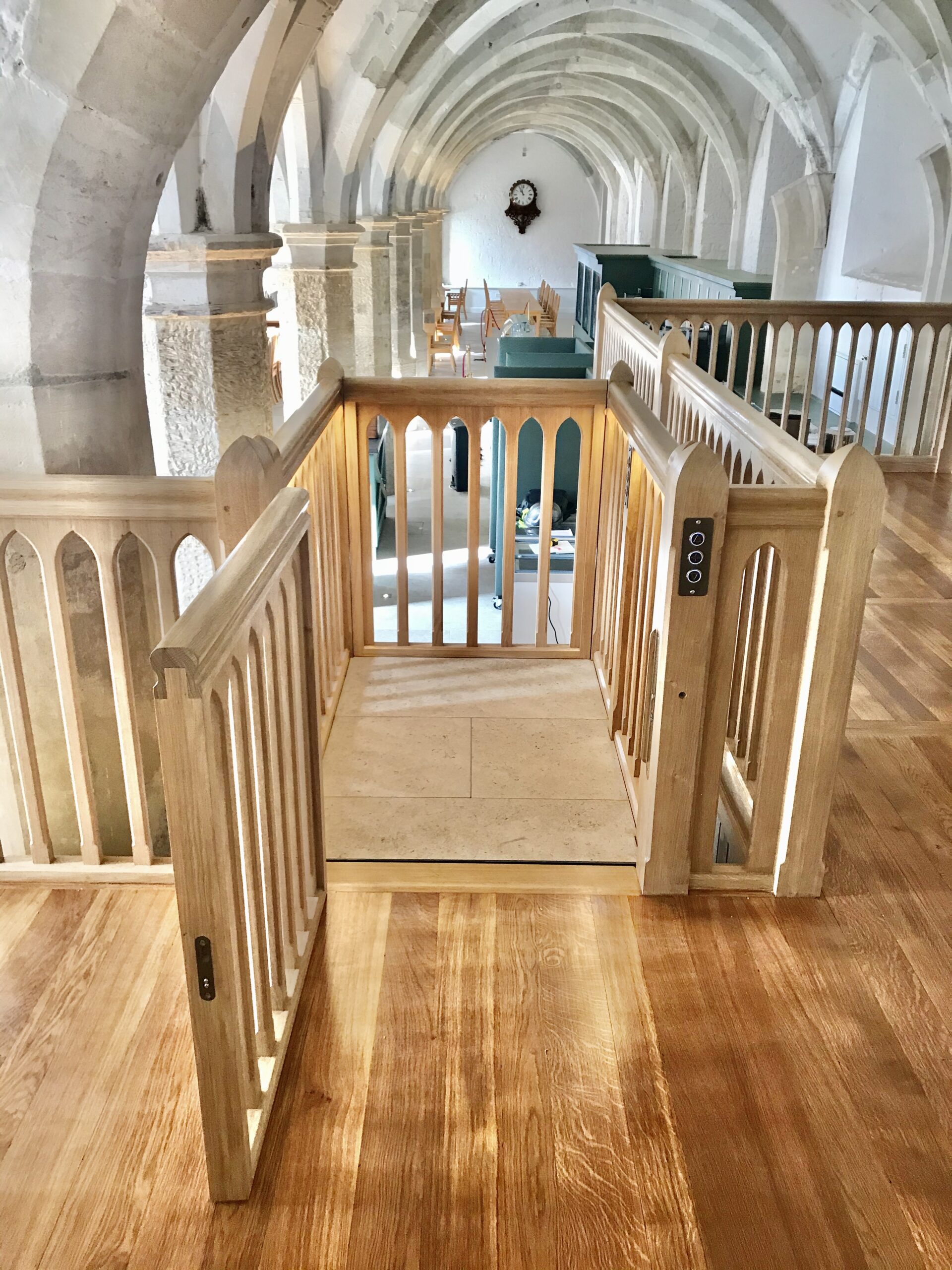 Custom platform lift designed for a heritage cloister