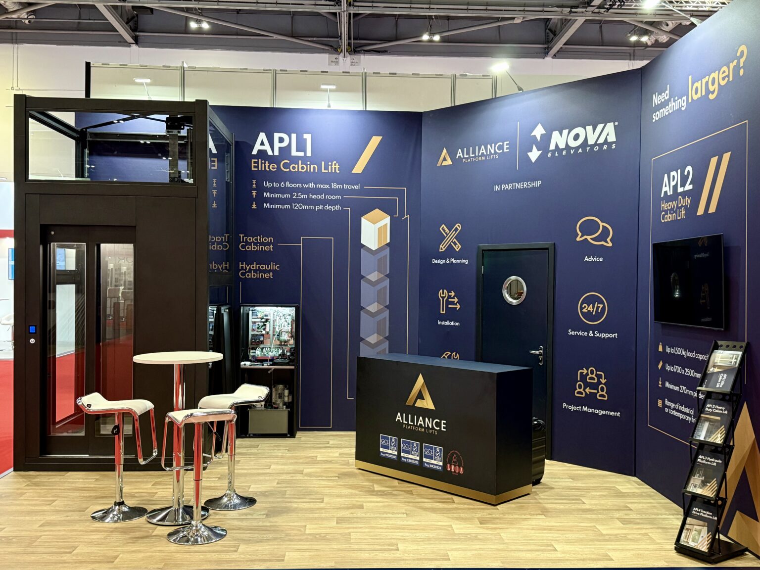 APL Elite Cabin Lift on the Alliance and Nova stand at LIFTEX