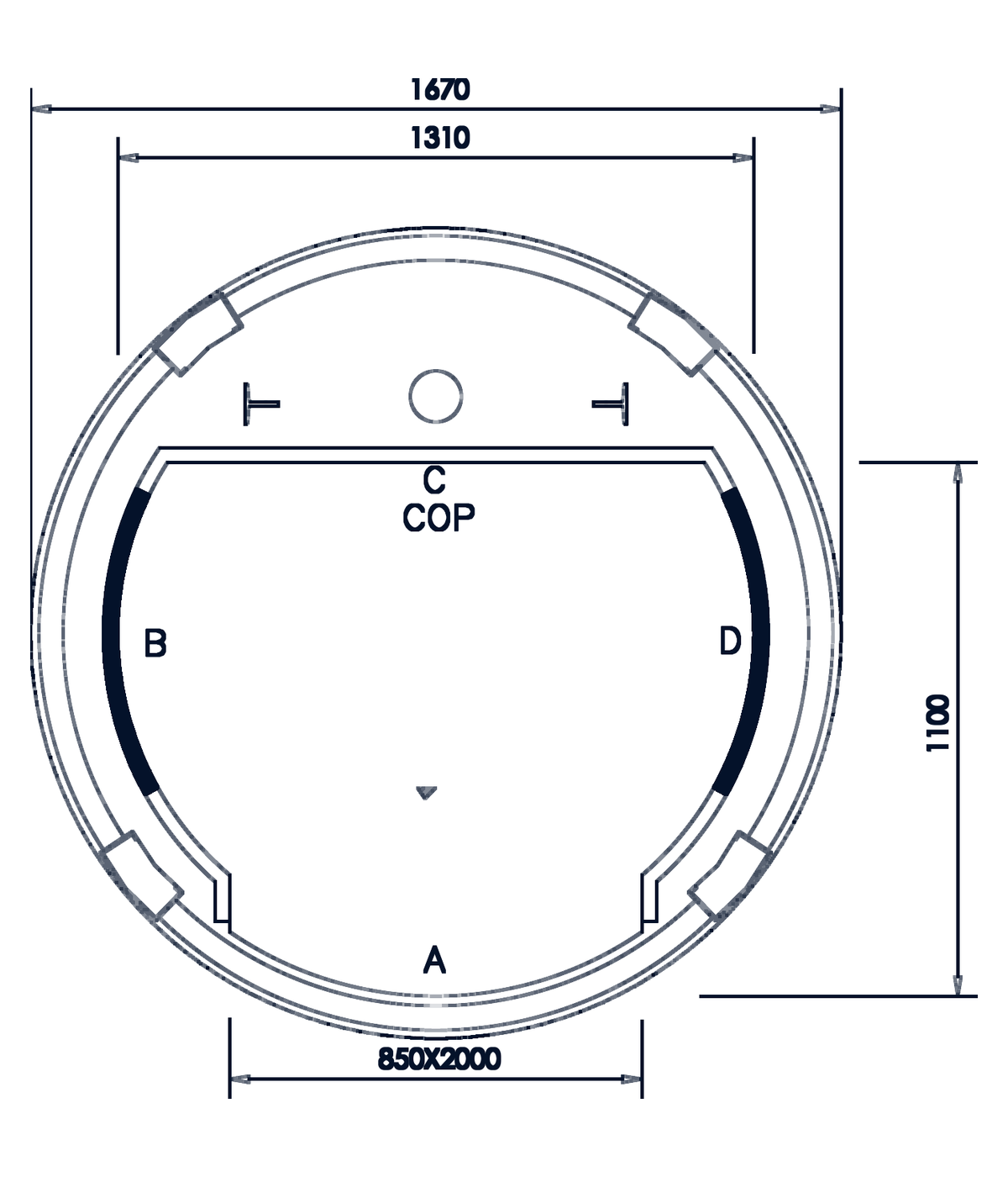 Plan drawing of the APL Circular Glass Cabin Lift