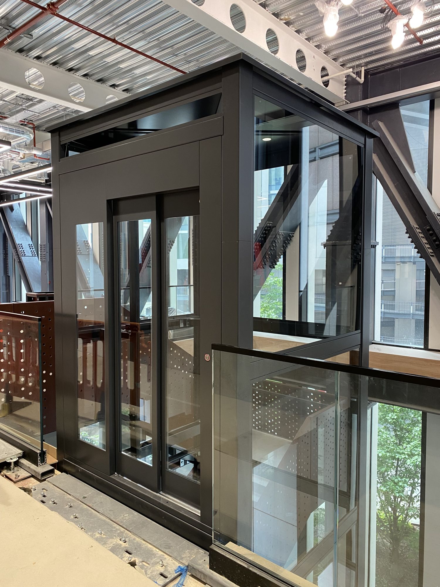 Glazed APL Elite Cabin Lift in a city office
