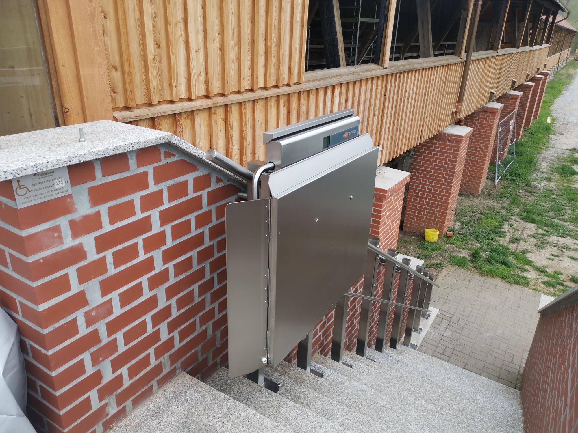 APL Inclined Platform Lift folded on external stairs