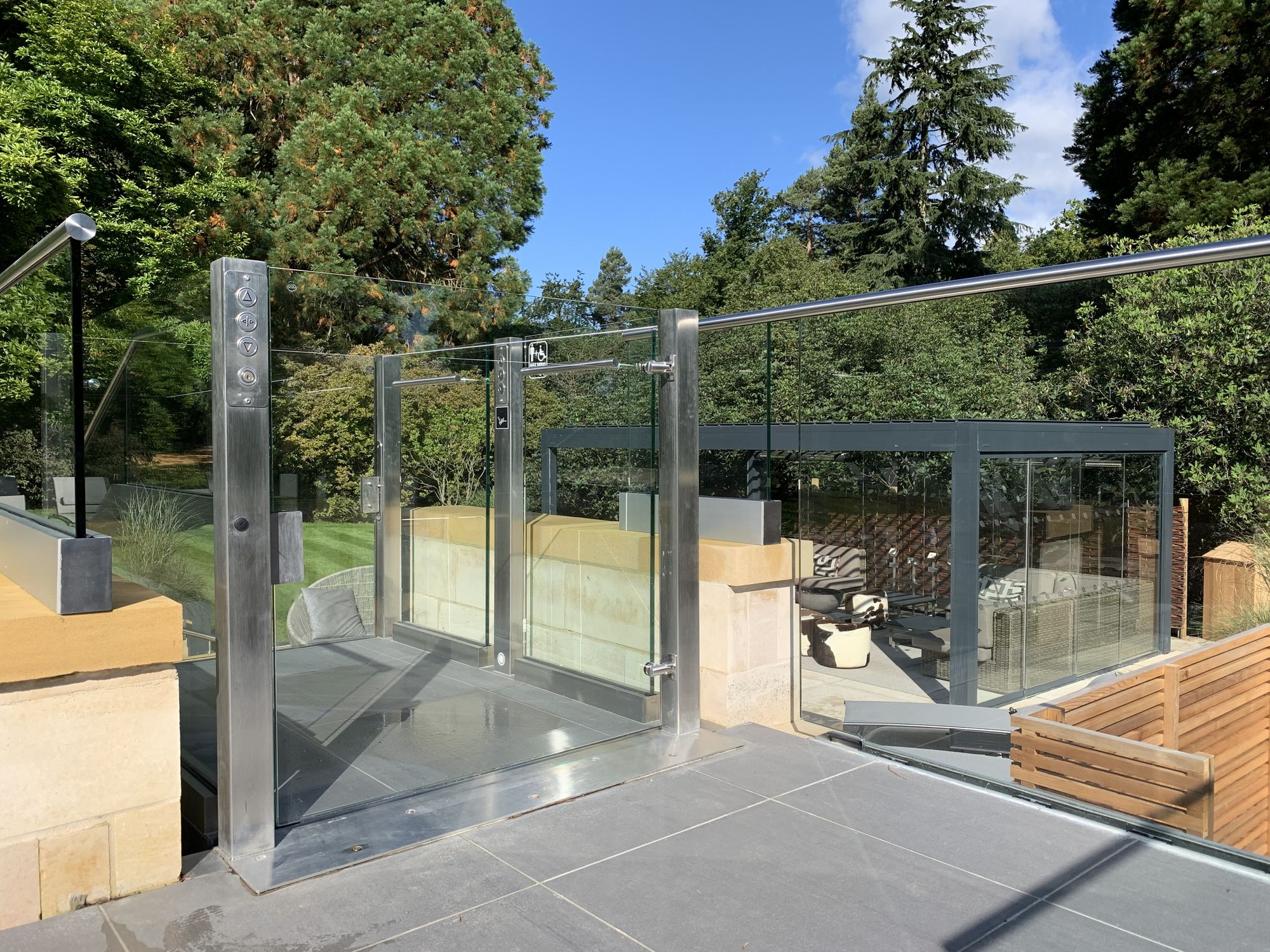 APL Prestige Platform Lift on an external garden terrace